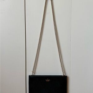 Kate Spade New York Black Saffiano Leather Chain Shoulder Bag Clutch